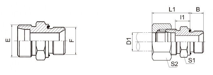 Bite Type DIN Hydraulic Fittings / British Standard Pipe Thread Fittings 1CB-WD / 1DB-WD